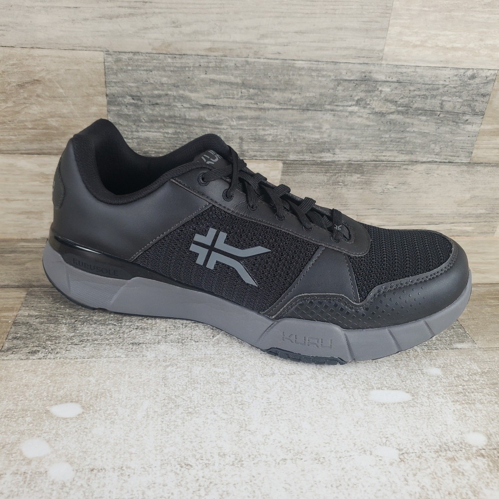 Kuru Quantum 2.0 Mens Shoes Sz 12 W Running Jet Black Slate Gray Lace Up Sneaker